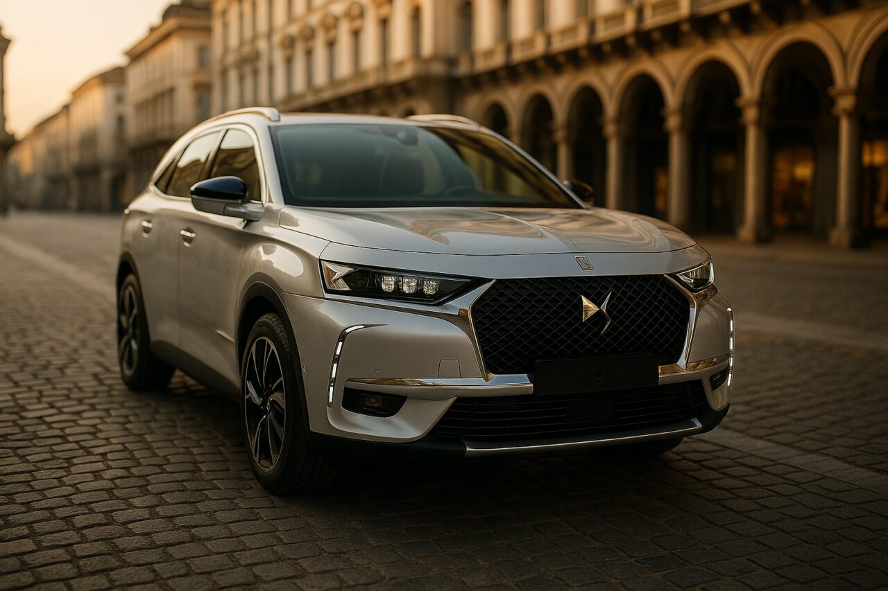DS 7 usata in noleggio a lungo termine parcheggiata in una città italiana, guida tecnica manutenzione e guasti