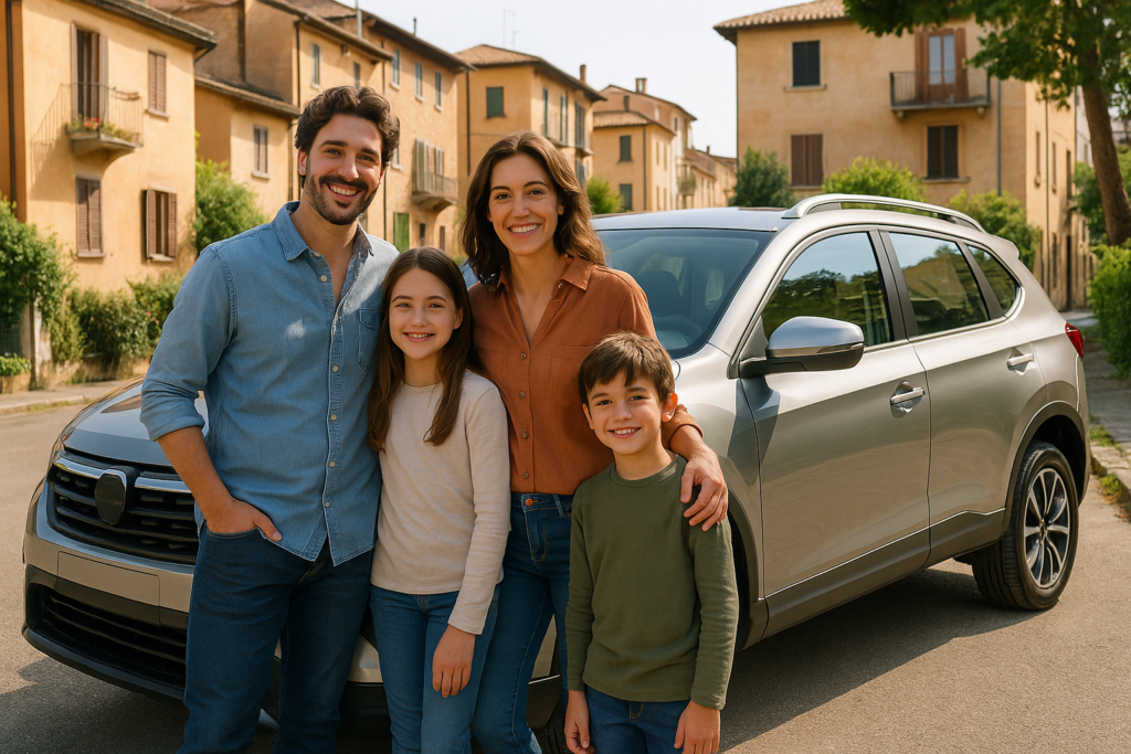 Famiglia italiana con auto usata km0 in noleggio a lungo termine NLT senza pensieri