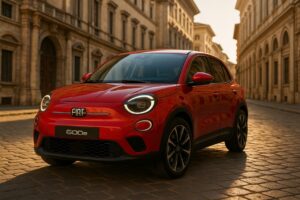 Fiat 600e elettrica in noleggio a lungo termine parcheggiata in una città italiana