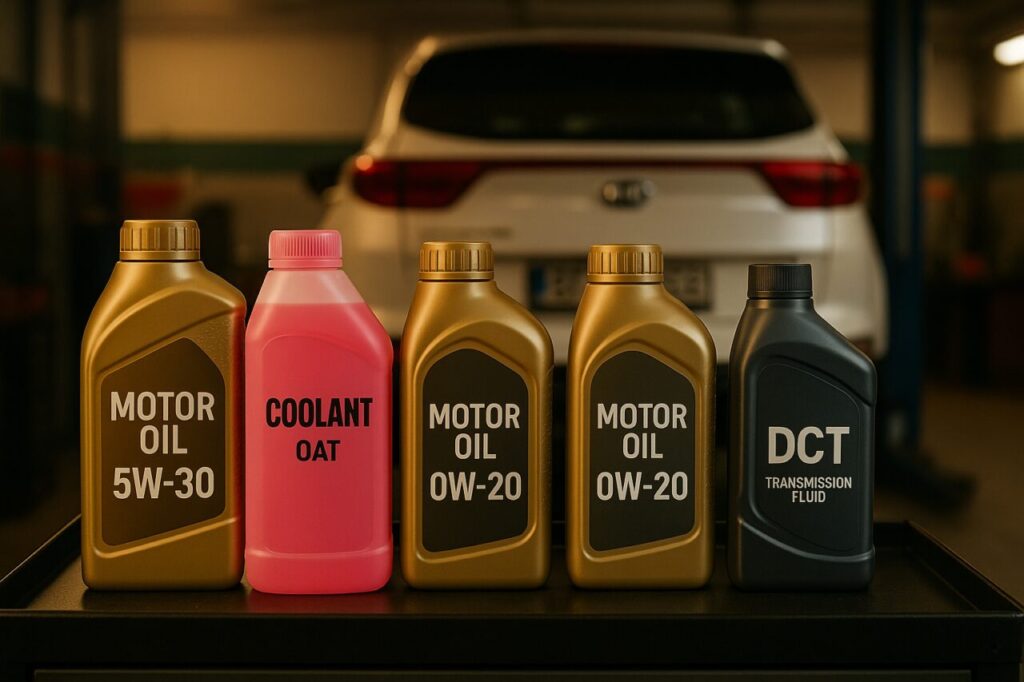 Fluidi corretti per la manutenzione KIA Sportage: olio motore, liquido refrigerante OAT e fluido cambio DCT