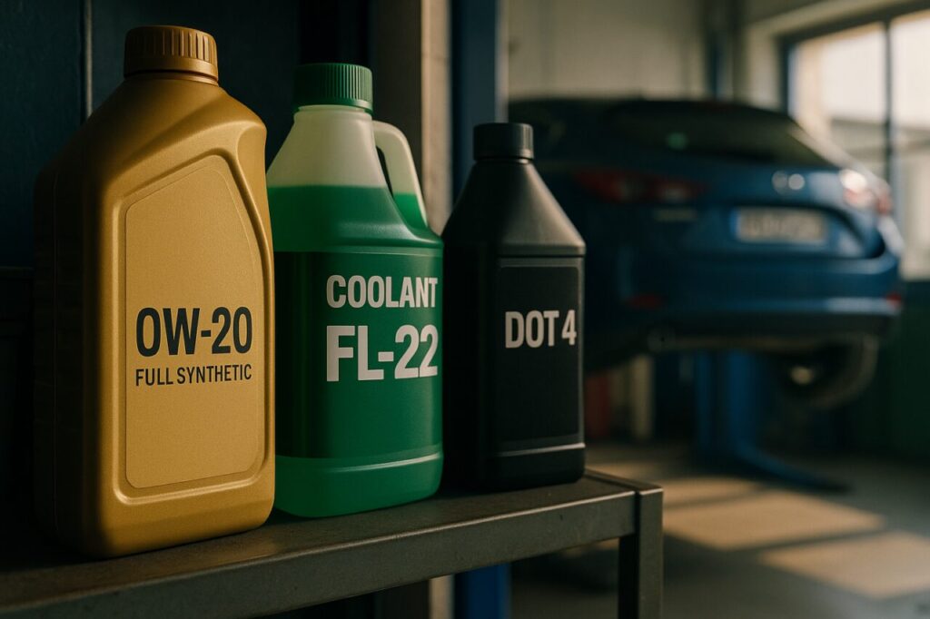 Fluidi originali consigliati per Mazda3: olio 0W-20, refrigerante FL-22 e liquido freni DOT4