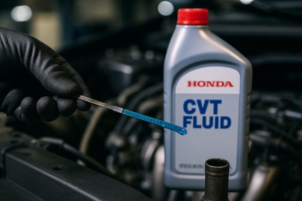 Controllo fluido cambio CVT Honda Jazz con olio trasmissione originale Honda per manutenzione sistema ibrido