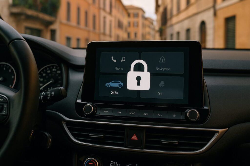 Funzioni bloccate via software sul touchscreen di un'auto usata km0 in noleggio a lungo termine
