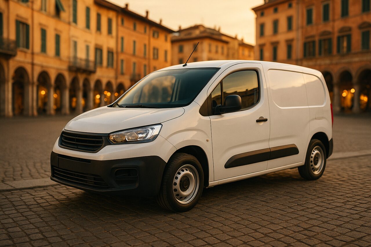 Furgone usato in noleggio a lungo termine parcheggiato in una città italiana
