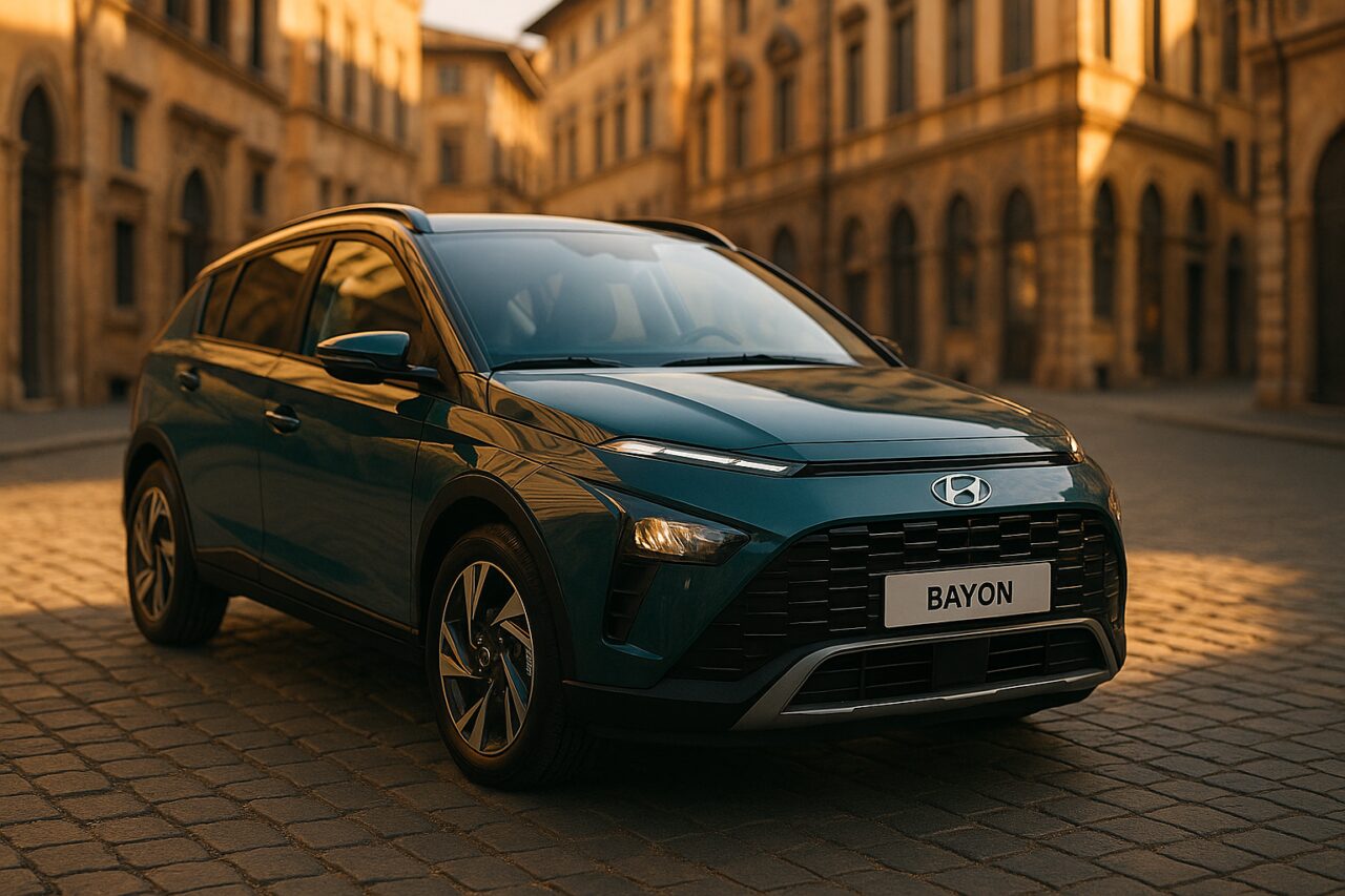 Hyundai Bayon usato in noleggio a lungo termine parcheggiato in una città italiana