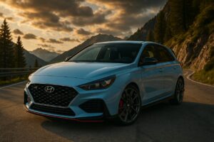 Hyundai i30 N usata in noleggio a lungo termine su strada di montagna italiana