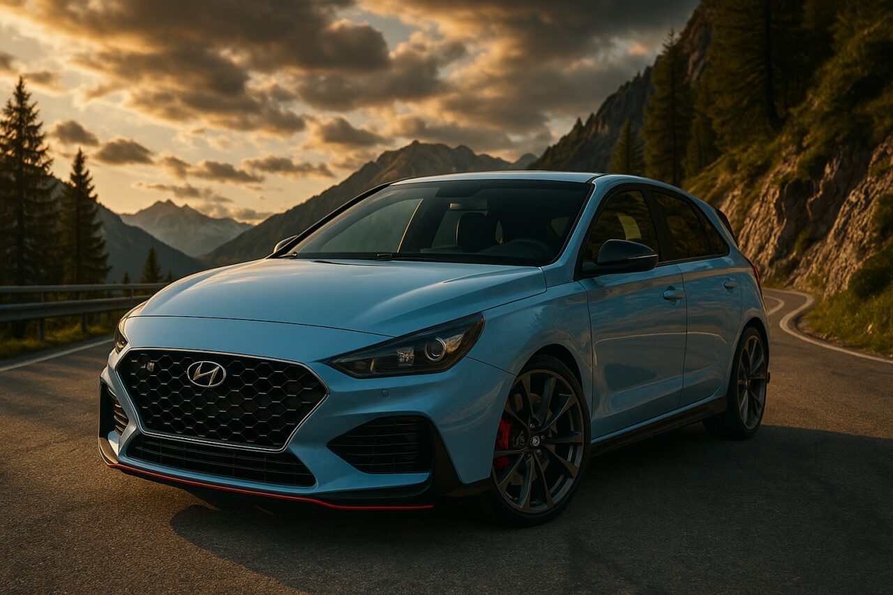 Hyundai i30 N usata in noleggio a lungo termine su strada di montagna italiana
