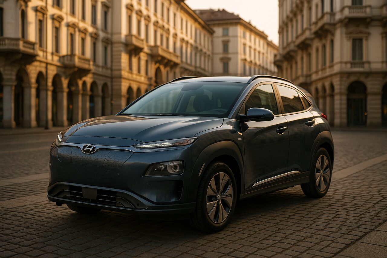 Hyundai Kona Elettrico usato in noleggio a lungo termine su strada italiana