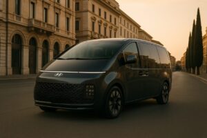 Hyundai Staria usato in noleggio a lungo termine parcheggiato in una città italiana