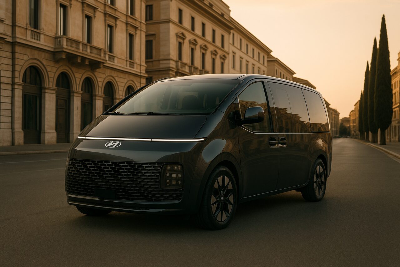 Hyundai Staria usato in noleggio a lungo termine parcheggiato in una città italiana