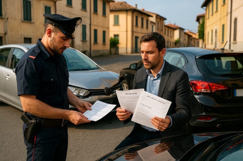 Incidente stradale con controllo documenti assicurazione noleggio lungo termine auto
