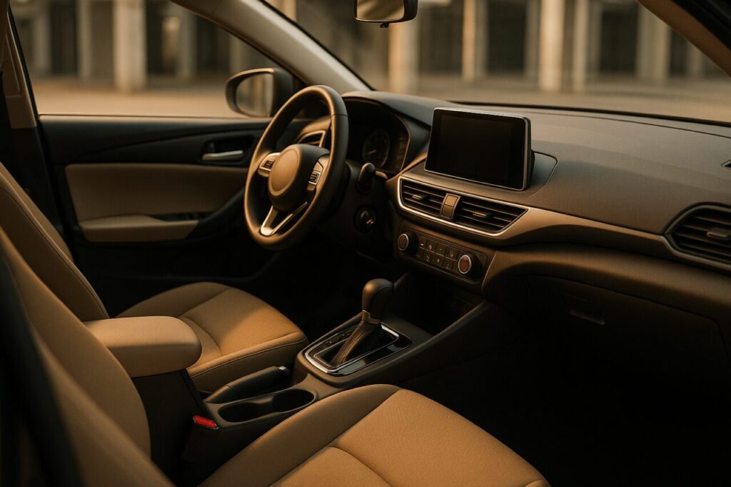 Interni in ottime condizioni di un'auto usata km0 pronta per il noleggio a lungo termine