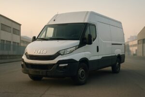 Iveco Daily furgone usato parcheggiato in una zona industriale italiana, noleggio a lungo termine veicolo commerciale