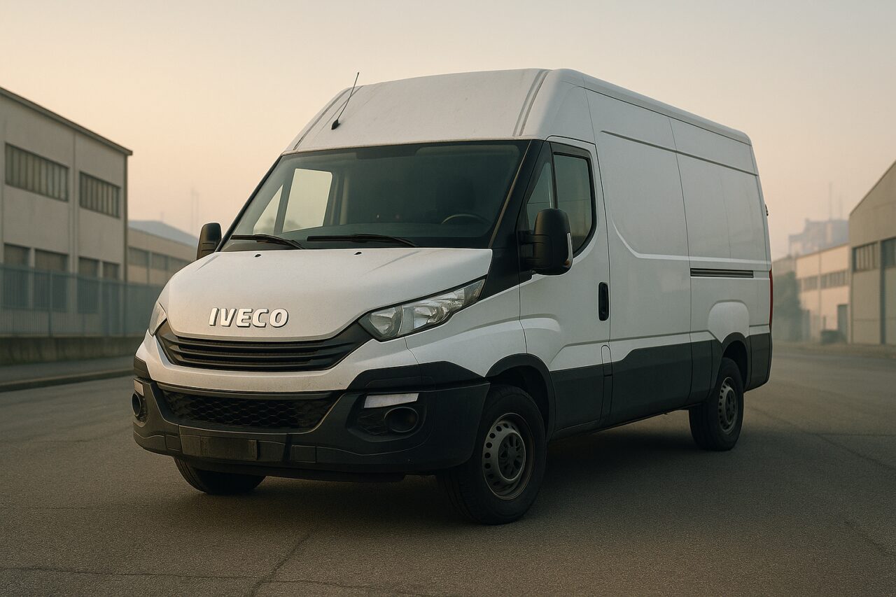 Iveco Daily furgone usato parcheggiato in una zona industriale italiana, noleggio a lungo termine veicolo commerciale