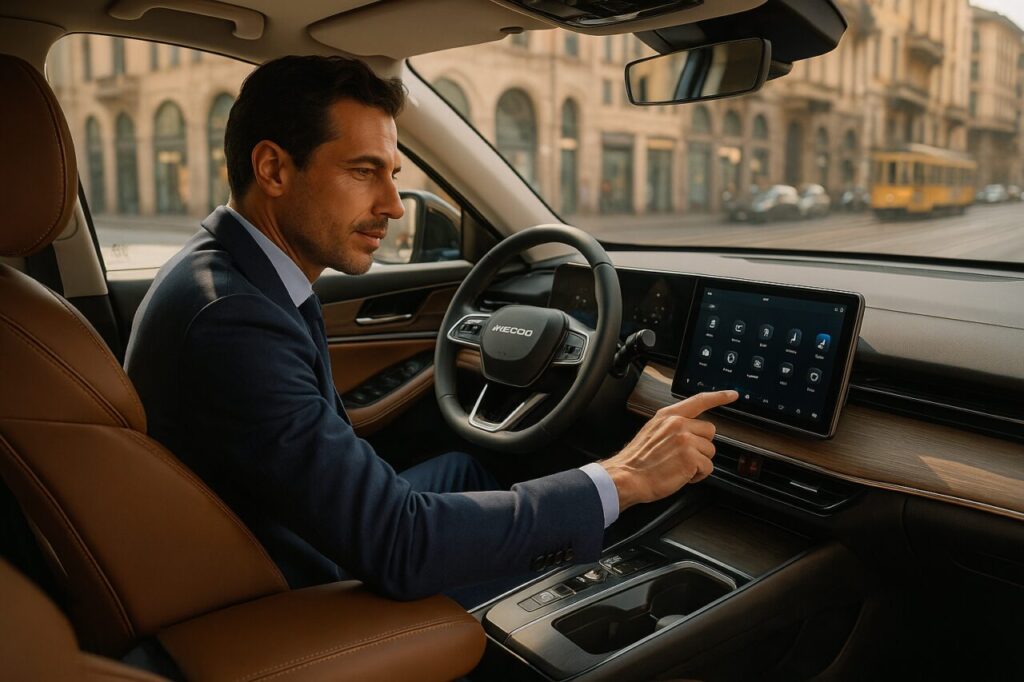 Conducente aggiorna il firmware del sistema infotainment e ADAS del JAECOO 7 in ambiente urbano italiano