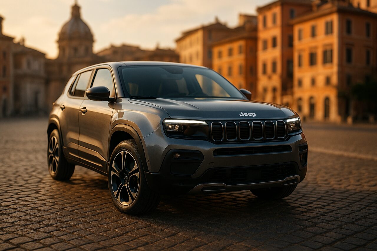 Jeep Avenger usato in noleggio a lungo termine su strada italiana a Roma