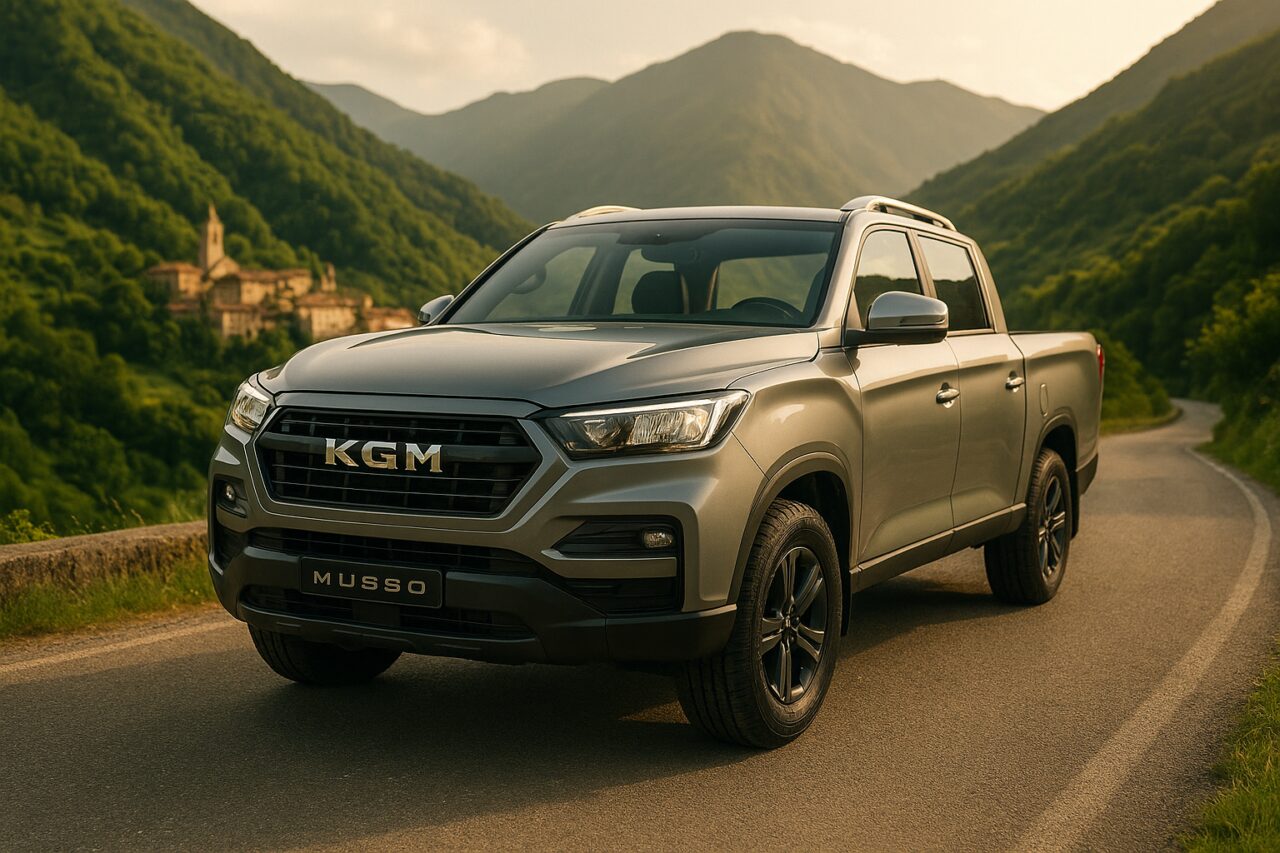 KGM Musso pick-up in noleggio a lungo termine su strada italiana, guida tecnica manutenzione