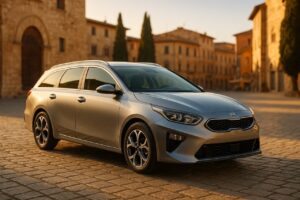 KIA Ceed Tourer usata in noleggio a lungo termine parcheggiata in una città italiana