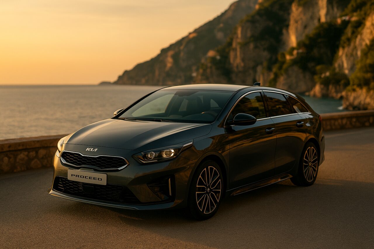 KIA ProCeed shooting brake usata in noleggio a lungo termine su strada italiana panoramica