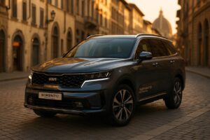 KIA Sorento Plug-in Hybrid usato in noleggio a lungo termine parcheggiato in una città italiana