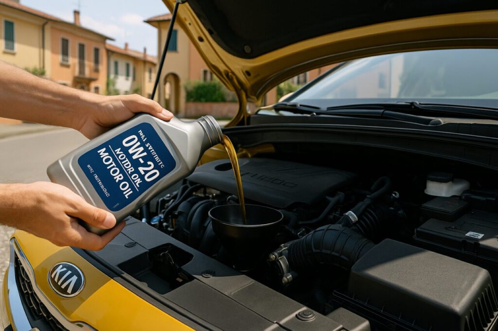 Sostituzione olio motore 0W-20 su KIA XCeed usato per una corretta manutenzione