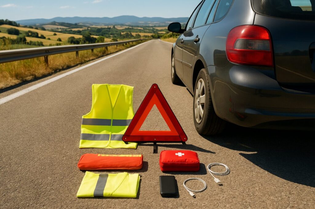Kit di emergenza estivo per auto usata in noleggio a lungo termine in autostrada italiana