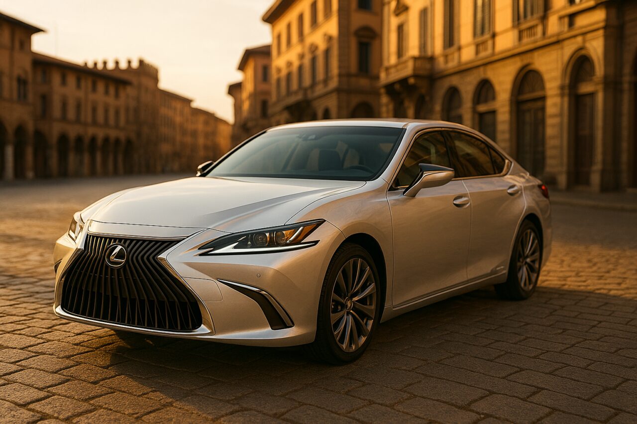 Lexus ES berlina premium in noleggio a lungo termine su strada italiana, auto usata km0 seminuova NLT