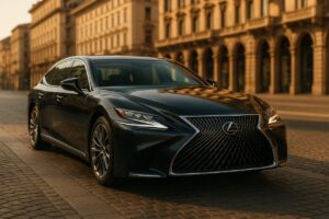 Lexus LS berlina di lusso usata in noleggio a lungo termine su strada italiana