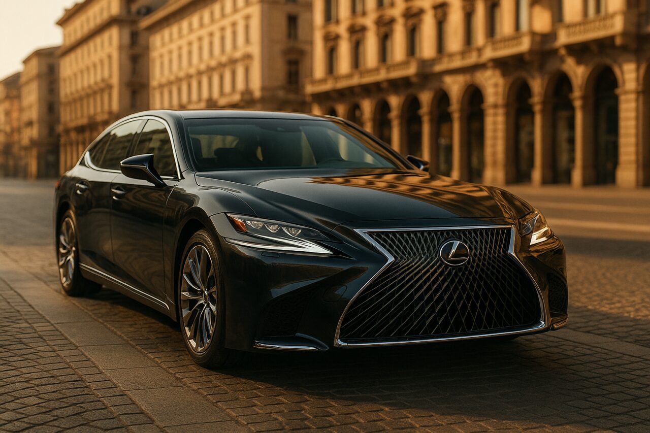 Lexus LS berlina di lusso usata in noleggio a lungo termine su strada italiana