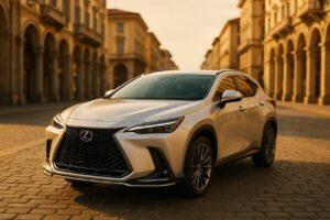 Lexus NX usato in noleggio a lungo termine parcheggiato in una città italiana