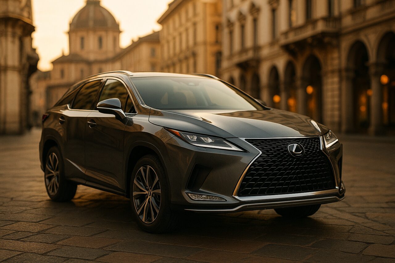 Lexus RX usato in noleggio a lungo termine parcheggiato in una strada italiana