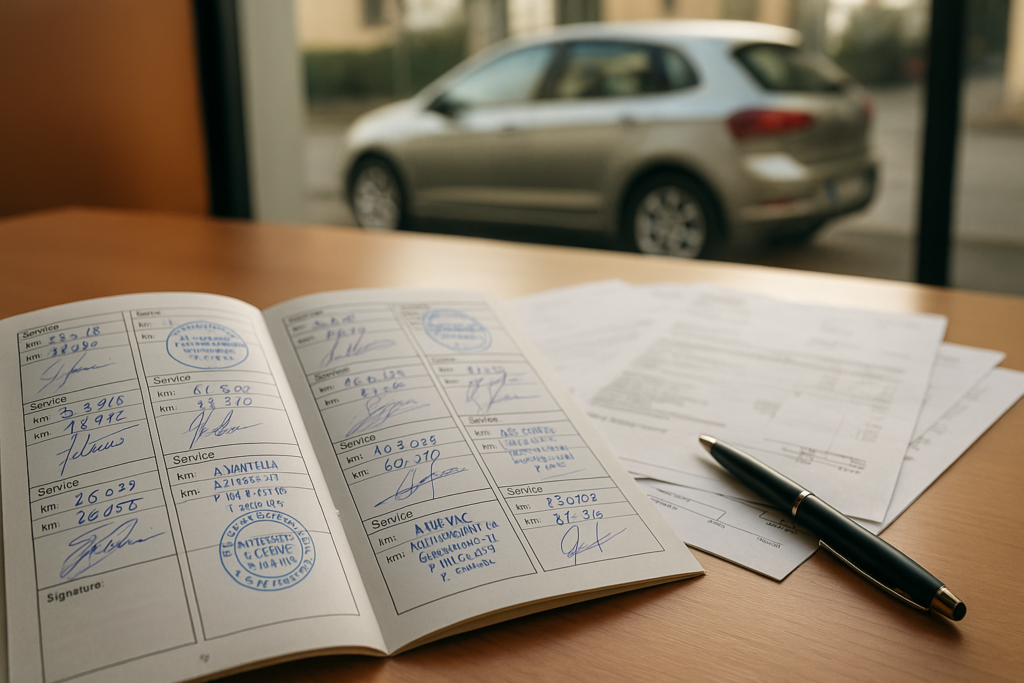Libretto di manutenzione completo con timbri officina per auto usata km0 in noleggio a lungo termine