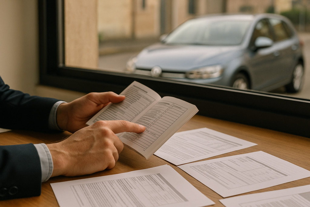 Controllo libretto manutenzione auto usata per valutare la vendita o il noleggio lungo termine