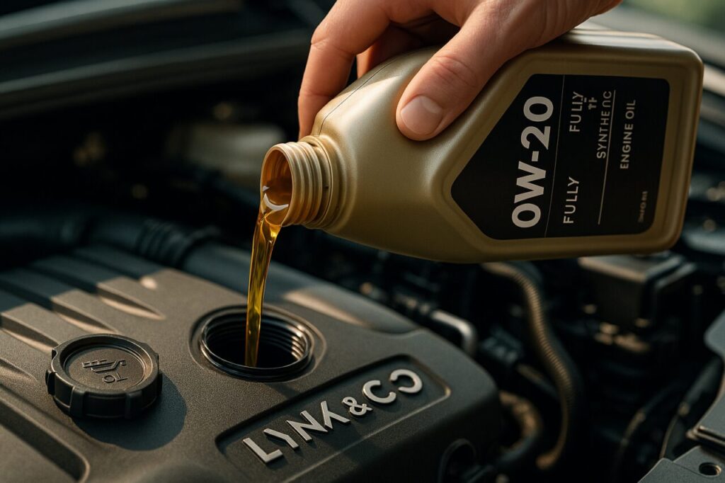 Sostituzione olio motore sintetico 0W-20 su Lynk & Co 02 durante tagliando programmato