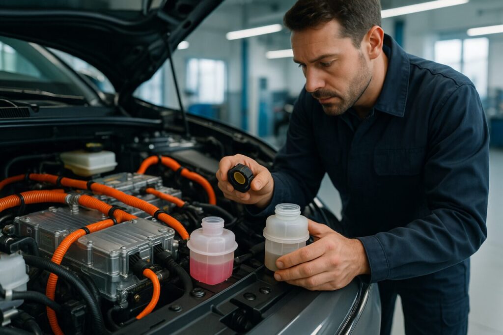 Controllo fluidi e sistema di raffreddamento batteria Audi Q4 e-tron in officina specializzata