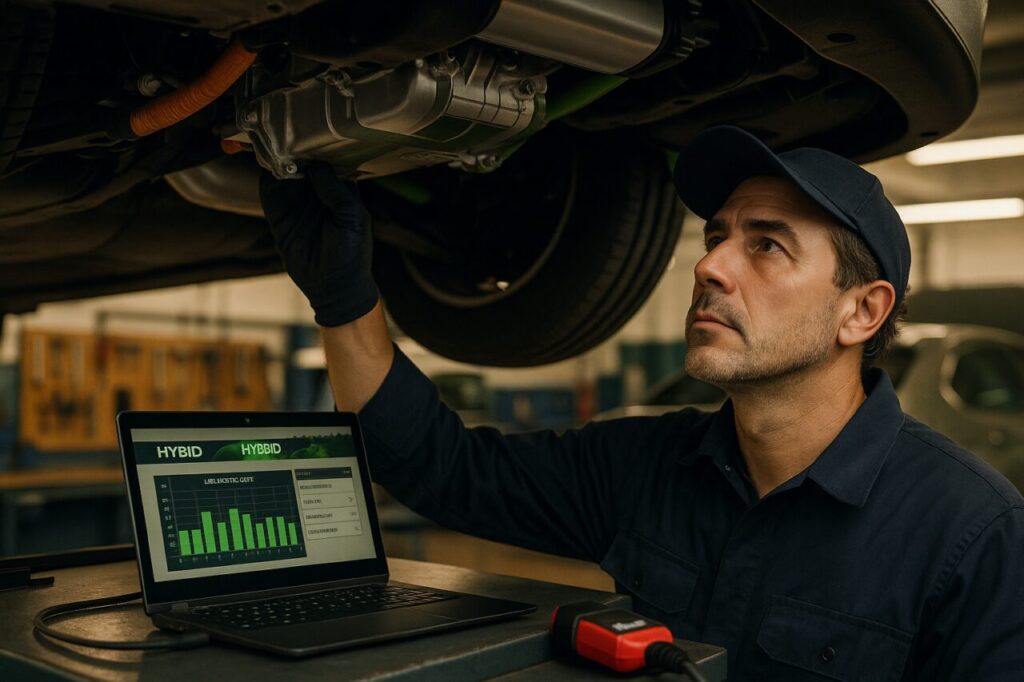 Meccanico specializzato esegue diagnosi cambio DCT e batteria su KIA Niro PHEV in officina italiana
