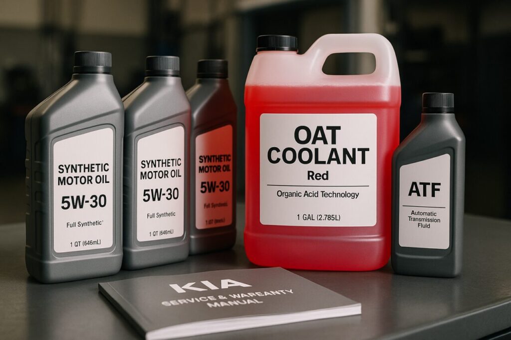 Fluidi per manutenzione KIA Sorento: olio motore sintetico, liquido refrigerante OAT e fluido cambio automatico per noleggio lungo termine
