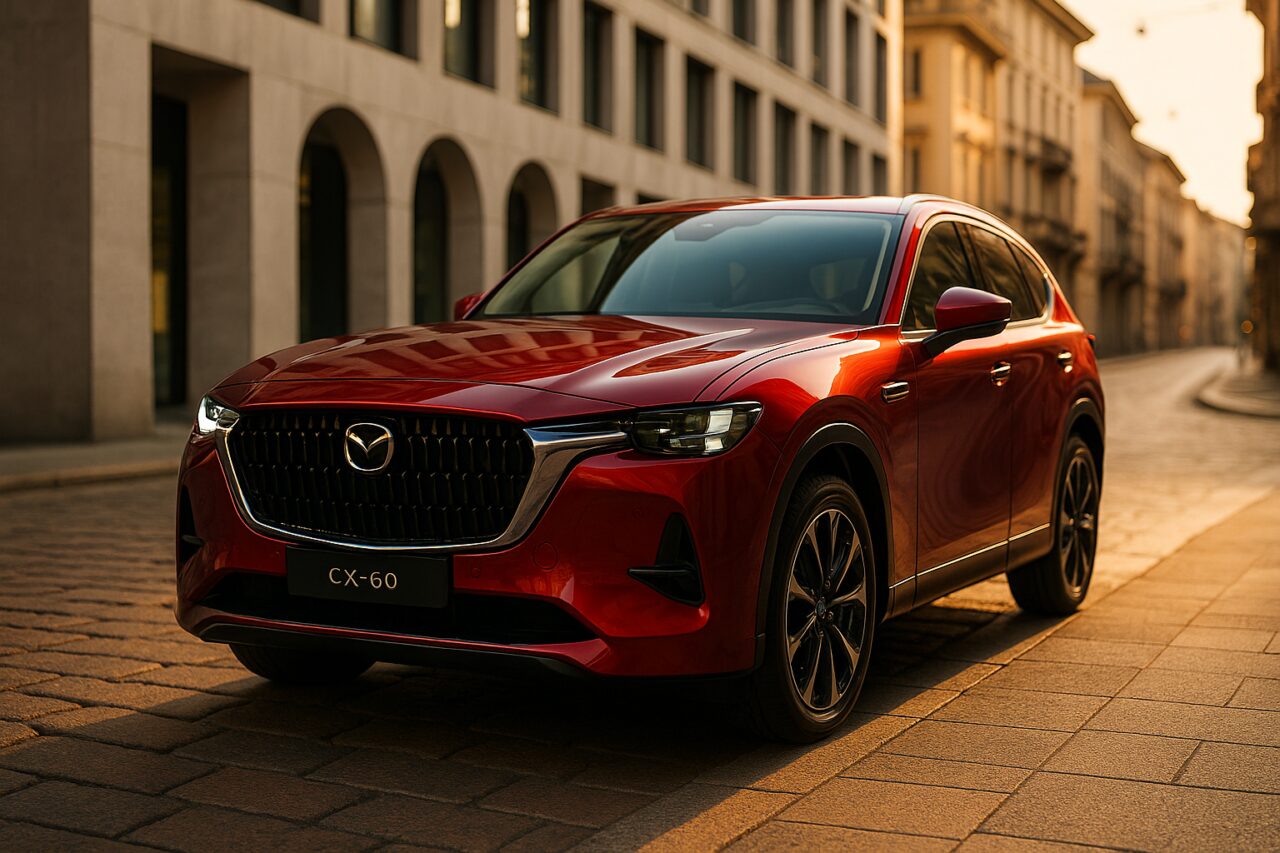 Mazda CX-60 SUV in noleggio a lungo termine parcheggiato in una strada di Milano