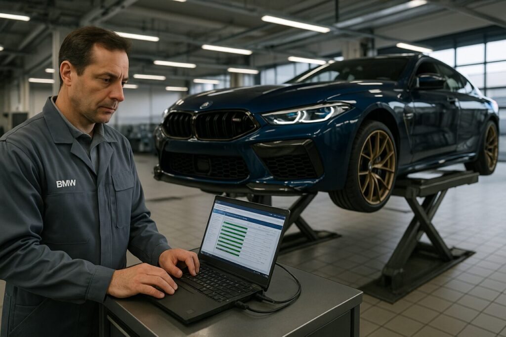 Meccanico BMW autorizzato diagnosi software ISTA su BMW M8 Competition usata in officina italiana