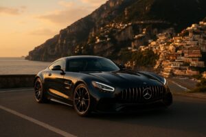 Mercedes-AMG GT Coupé usata in noleggio a lungo termine su strada italiana panoramica