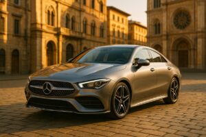 Mercedes CLA usata in noleggio a lungo termine parcheggiata in una città italiana
