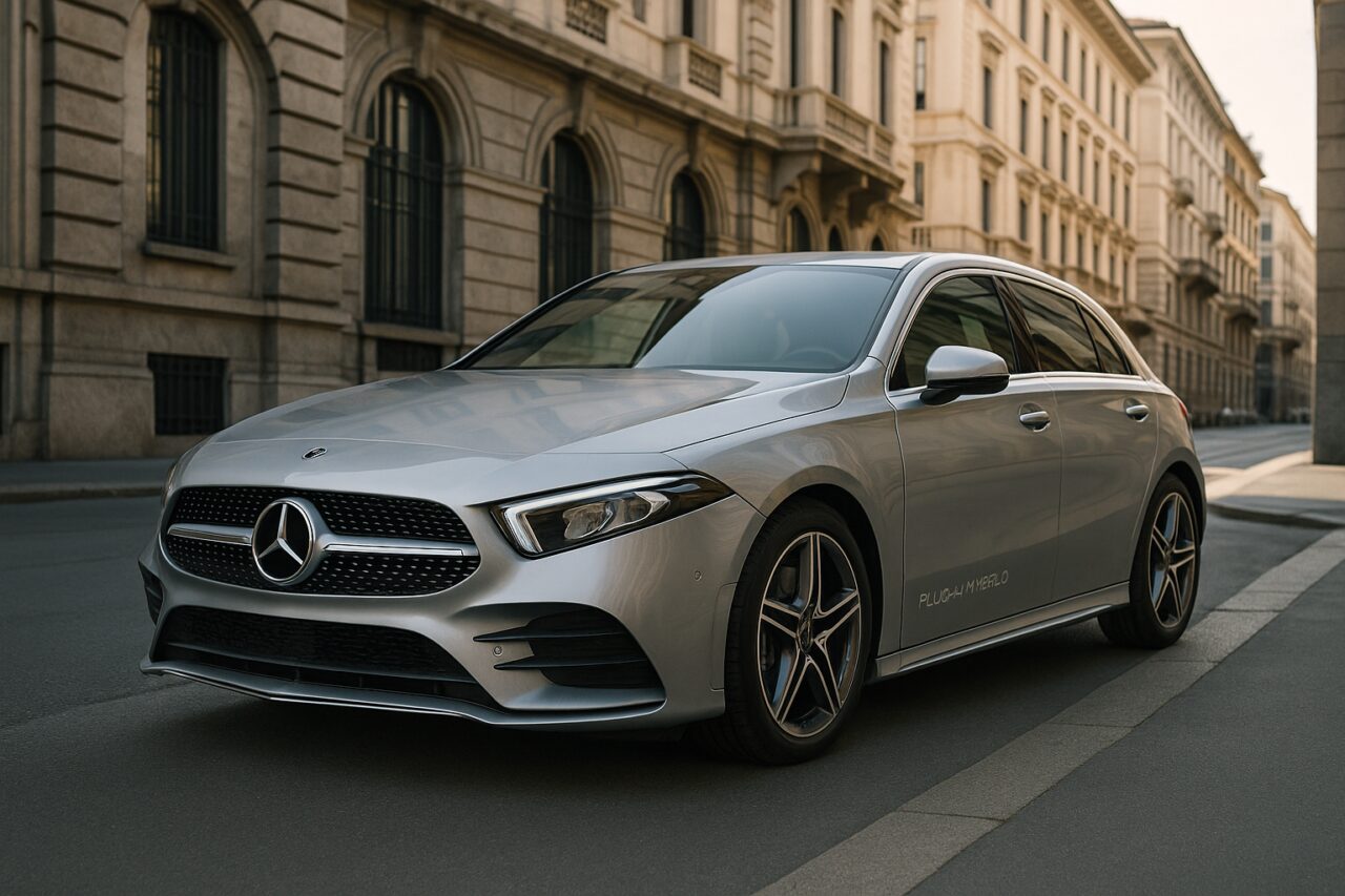 Mercedes Classe A Ibrida Plug-in in noleggio a lungo termine su strada italiana