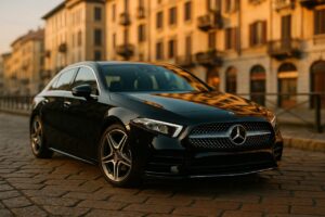 Mercedes Classe A Sedán usata in noleggio a lungo termine su strada italiana a Milano
