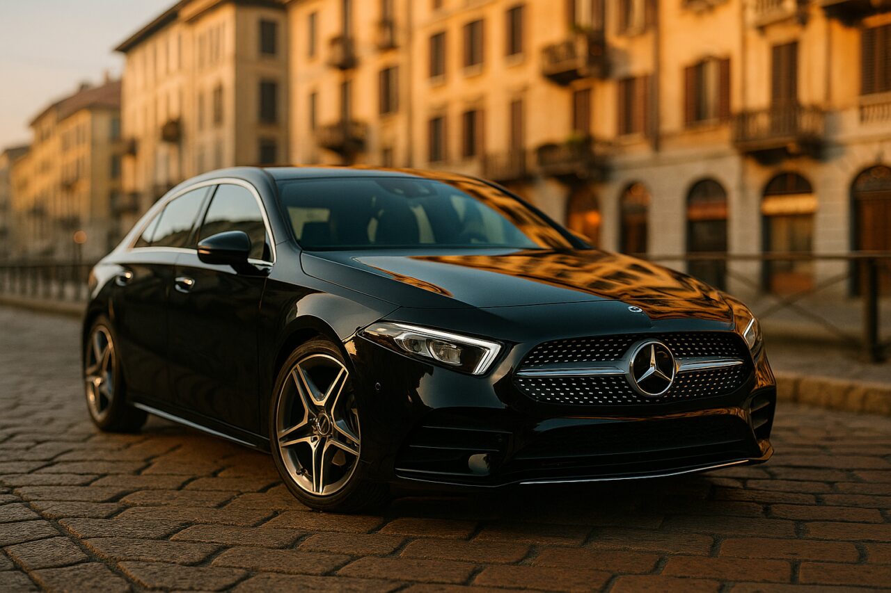 Mercedes Classe A Sedán usata in noleggio a lungo termine su strada italiana a Milano