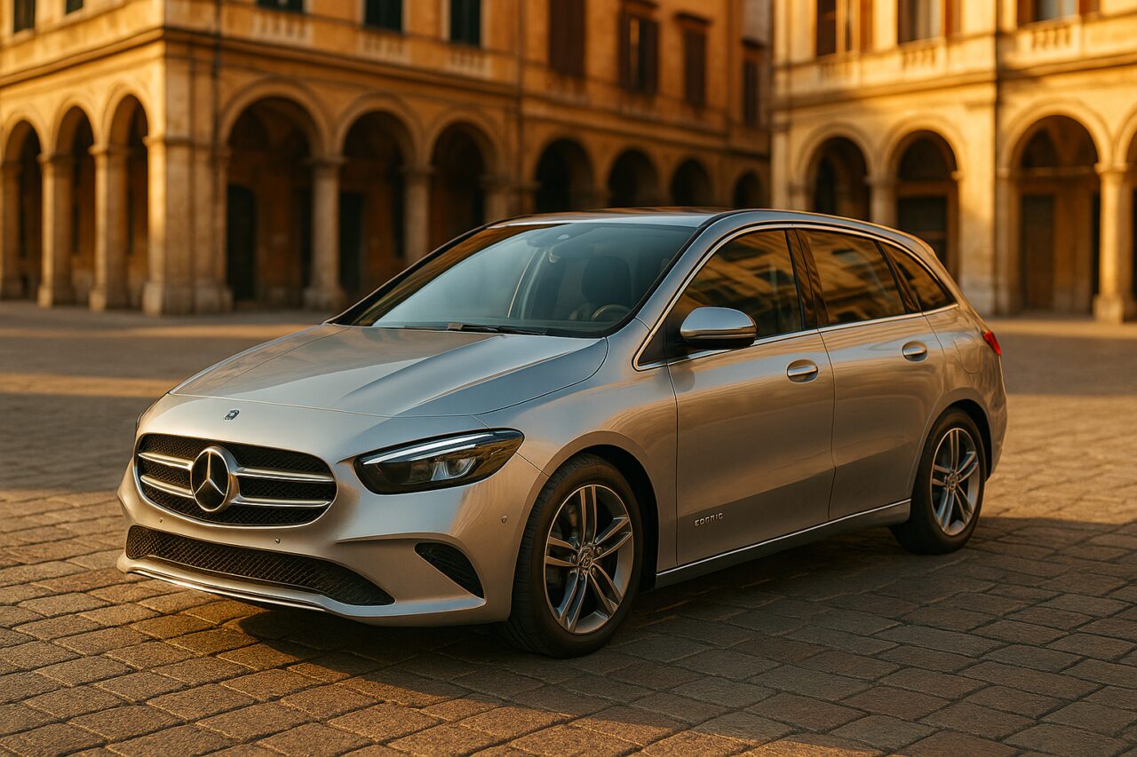 Mercedes Classe B ibrida plug-in in noleggio a lungo termine su strada italiana