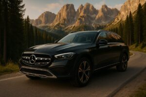 Mercedes Classe C All-Terrain in noleggio a lungo termine su strada di montagna italiana