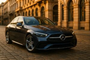 Mercedes Classe C ibrida plug-in usata in noleggio a lungo termine su strada italiana