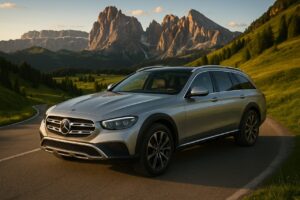 Mercedes Classe E All-Terrain usata in noleggio a lungo termine su strada di montagna italiana