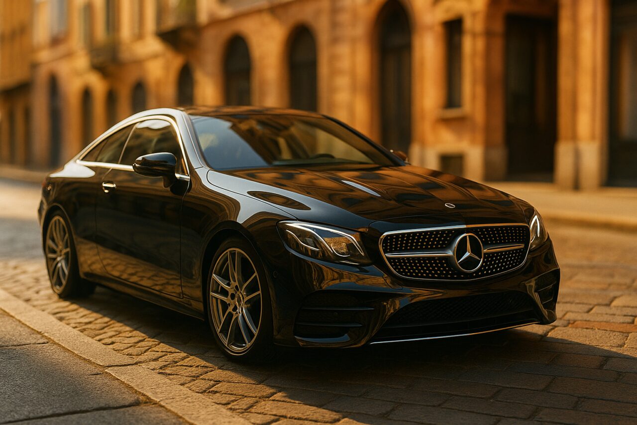 Mercedes Classe E Coupé usata in noleggio a lungo termine parcheggiata a Milano