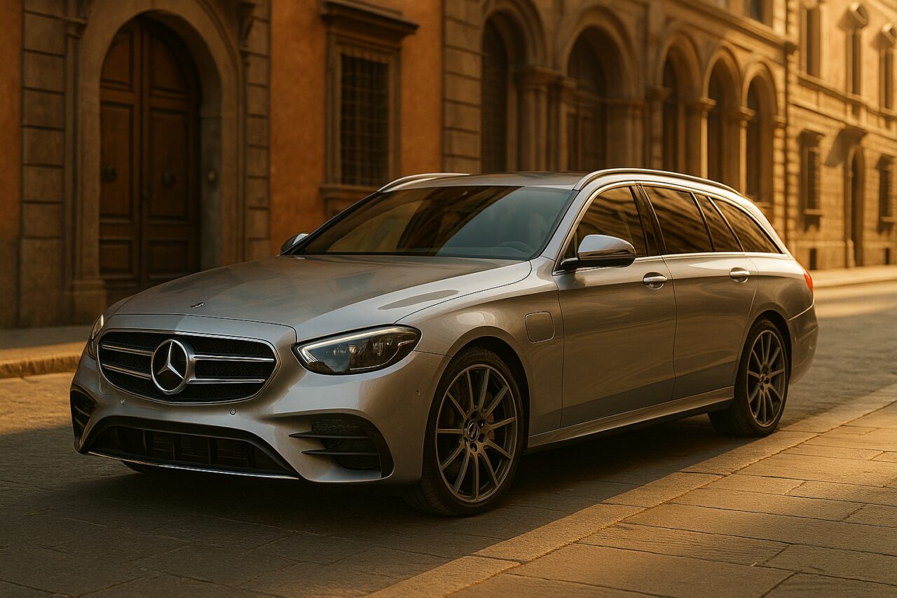 Mercedes Classe E Estate Plug-in ibrida in noleggio a lungo termine su strada italiana